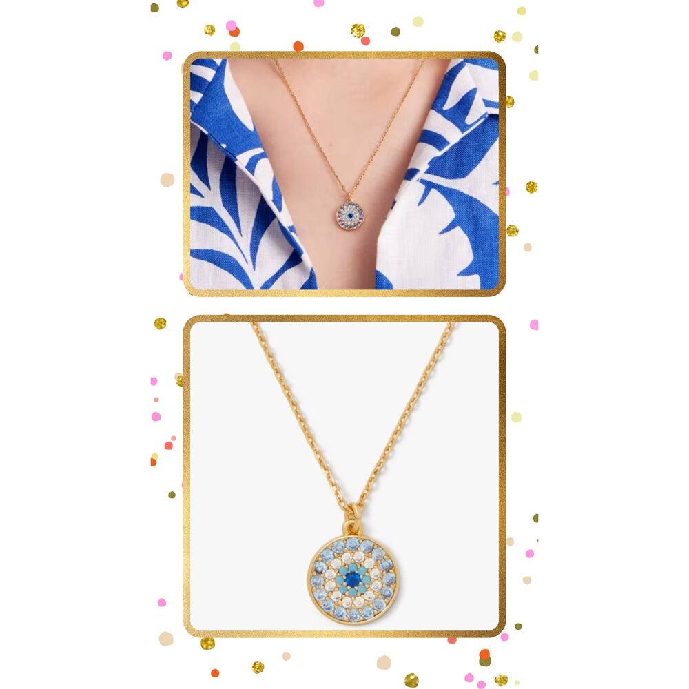 KATE SPADE NY All Seeing Evil Eye Pave Pendant Necklace